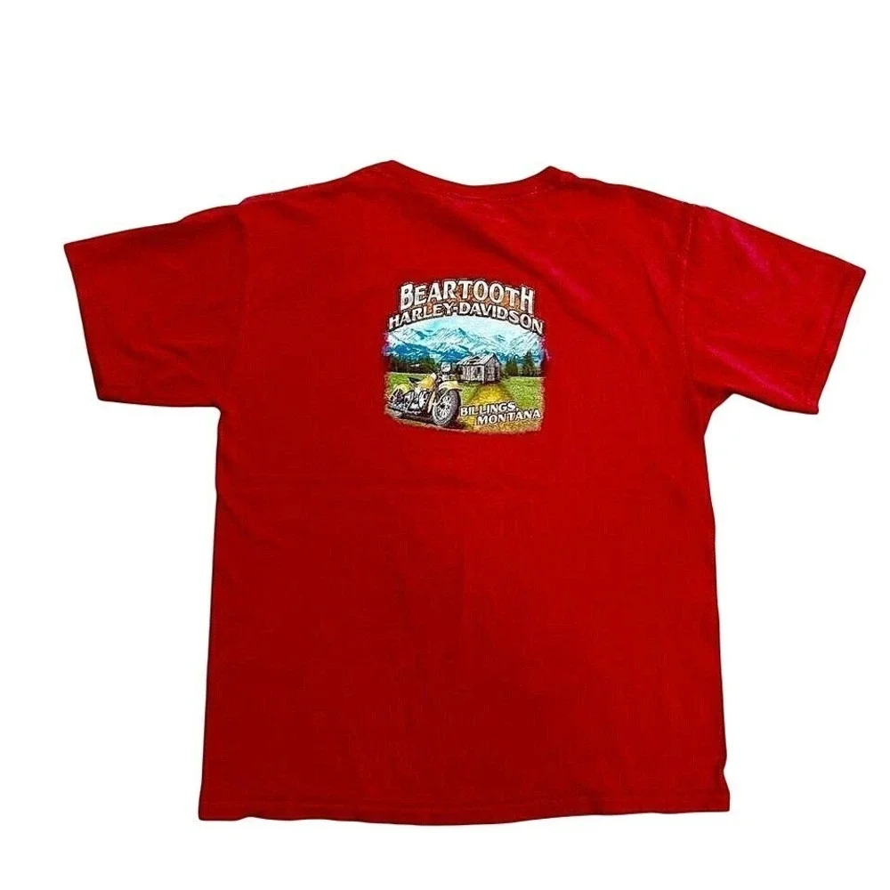 Harley-Davidson Youth Large Red Graphic T-Shirt Beartooth Billings Montana L
